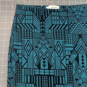 Sans Souci Teal Geometric Stretchy Pencil Skirt
